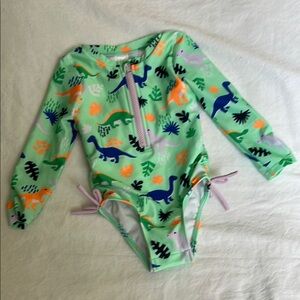 Cat & Jack Green Dinosaur Kids Swimsuit